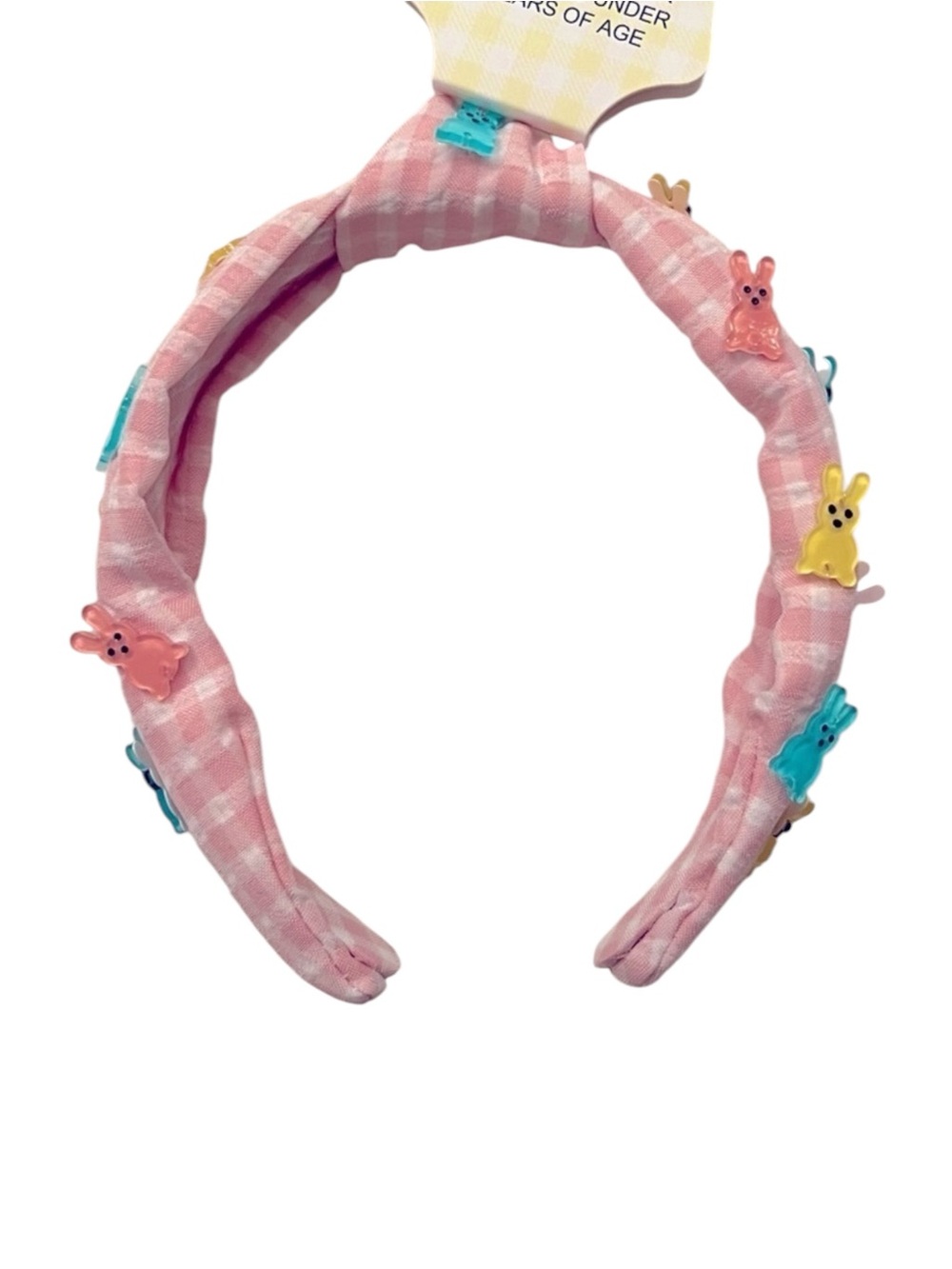 Piper K Spring Easter Bunny Pink White Gingham Headband New With Tags